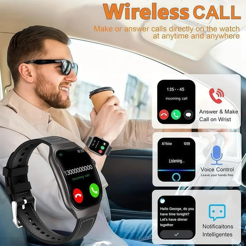 Upgraded Smartwatch Gift Set – Bluetooth Earbuds, Wall Charger, USB Cable, Wireless Watch Charger & 2 Bands | Everyday Wearable Essentials Bundle for Men & Women