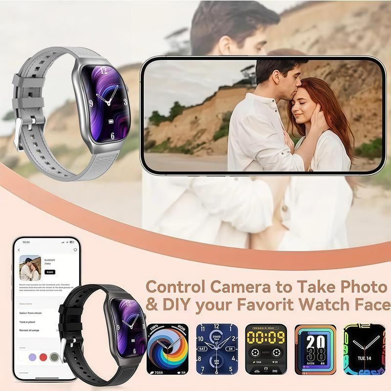 Upgraded Smartwatch Gift Set – Bluetooth Earbuds, Wall Charger, USB Cable, Wireless Watch Charger & 2 Bands | Everyday Wearable Essentials Bundle for Men & Women