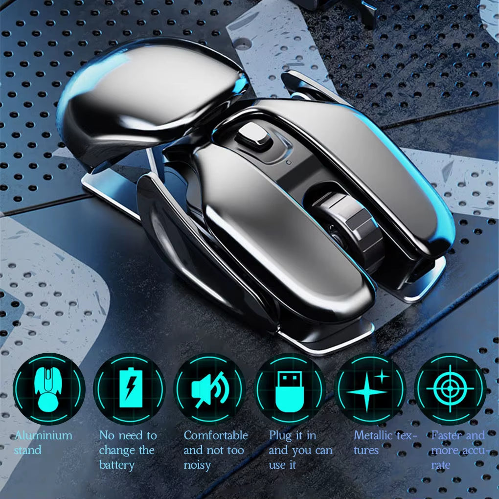 Experience Ultimate Comfort and Precision with the PX2 Metal 2.4G Wireless Mute Mouse - 1600DPI, 6 Buttons, Lightweight Design for Gaming and Office Use